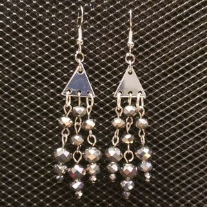 3/$20 | Pewter-colored glass crystal chandelier earrings